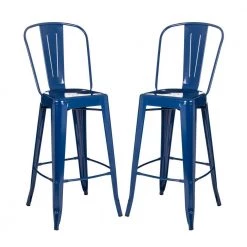 S/2 45.67 in. H Navy Blue Metal Bar Stool by Glitzhome