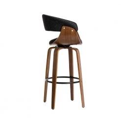 40.5 in. H Mid-Century Modern Dark Blue Fabric/Walnut bentwood Swivel Chair Bar Stool (Set of 2) by Glitzhome -Deals Glitzhome Store blue glitzhome bar stools 2000900048 44 1000