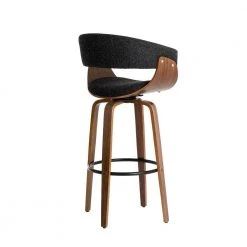 40.5 in. H Mid-Century Modern Dark Blue Fabric/Walnut bentwood Swivel Chair Bar Stool (Set of 2) by Glitzhome -Deals Glitzhome Store blue glitzhome bar stools 2000900048 fa 1000