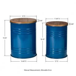 14.5 in. W Blue Round Wood Storage End Table or Accent Table or Stool with Solid Wood Lid (2-Pack) by Glitzhome -Deals Glitzhome Store blue glitzhome end side tables ga2003800010 c3 1000