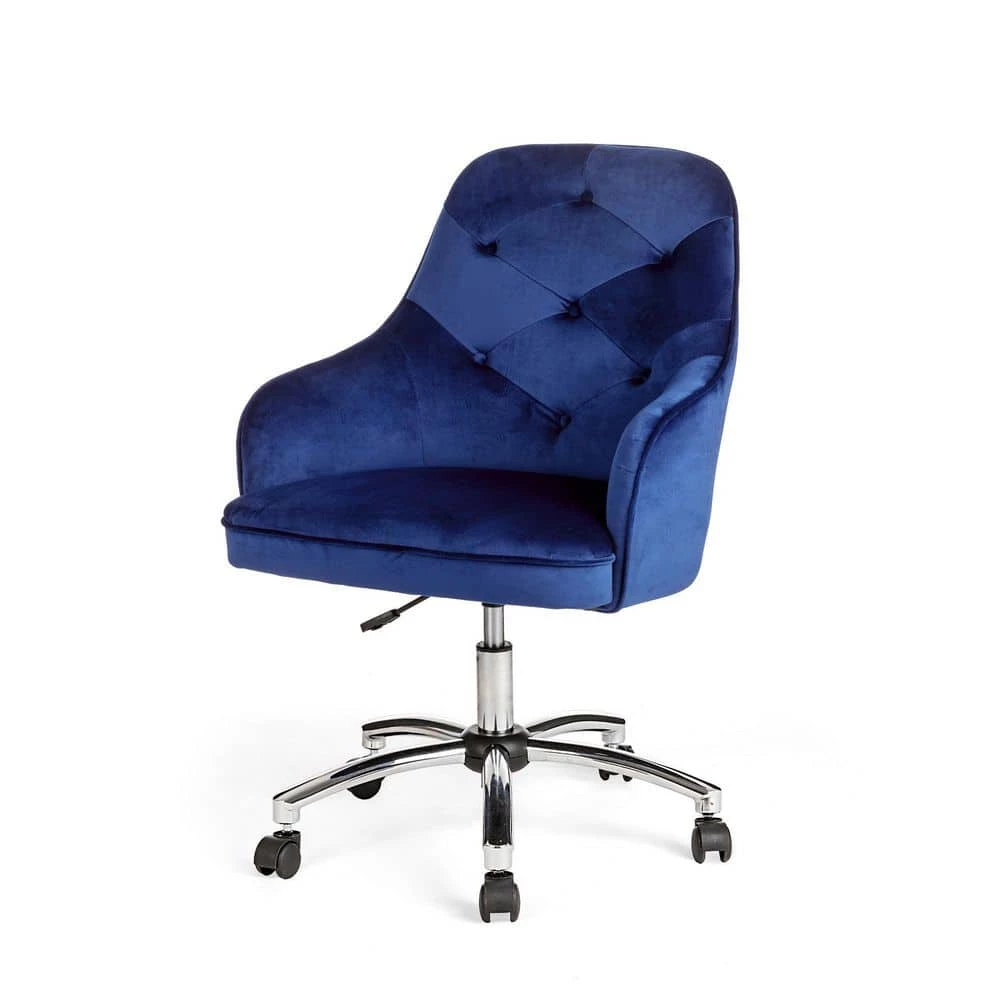 39.75 in. Navy Blue Velvet Gaslift Adjustable Swivel Office Chair/Desk Chair by Glitzhome 3 39.75 in. Navy Blue Velvet Gaslift Adjustable Swivel Office Chair/Desk Chair by Glitzhome