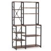Bachel Modern Brown and Black Kitchen Baker's Rack with Open Shelves and Hanging Hooks by TRIBESIGNS WAY TO ORIGIN
