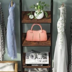 Billie Retro Brown and Black Freestanding Coat Racks with Hanging Rods and Storage Shelves by TRIBESIGNS WAY TO ORIGIN -Deals Glitzhome Store brown and black tribesigns way to origin coat racks hd sf0517b 1f 1000