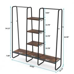 Billie Retro Brown and Black Freestanding Coat Racks with Hanging Rods and Storage Shelves by TRIBESIGNS WAY TO ORIGIN -Deals Glitzhome Store brown and black tribesigns way to origin coat racks hd sf0517b d4 1000