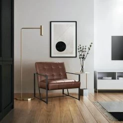 29.25 in. H Brown PU Leather Tufted Accent Chair by Glitzhome -Deals Glitzhome Store brown glitzhome accent chairs 2008600014 fa 1000