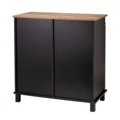 32.30 in. H Modern Industrial Black Wine Cabinet with Natural Top and Sliding Door by Glitzhome 16 32.30 in. H Modern Industrial Black Wine Cabinet with Natural Top and Sliding Door by Glitzhome -Deals Glitzhome Store brown glitzhome bar cabinets 2008600005 1f 1000