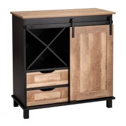 32.30 in. H Modern Industrial Black Wine Cabinet with Natural Top and Sliding Door by Glitzhome 13 32.30 in. H Modern Industrial Black Wine Cabinet with Natural Top and Sliding Door by Glitzhome -Deals Glitzhome Store brown glitzhome bar cabinets 2008600005 77 1000