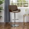 45.7"H Mid-century Modern Yellowish-brown Adjustable Height Swivel Bar Stool by Glitzhome