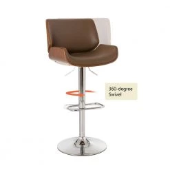 45.7"H Mid-century Modern Yellowish-brown Adjustable Height Swivel Bar Stool,Set of Two by Glitzhome -Deals Glitzhome Store brown glitzhome bar stools 2000900017 4f 1000