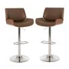 45.7"H Mid-century Modern Yellowish-brown Adjustable Height Swivel Bar Stool,Set of Two by Glitzhome -Deals Glitzhome Store brown glitzhome bar stools 2000900017 64 1000
