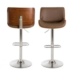 45.7"H Mid-century Modern Yellowish-brown Adjustable Height Swivel Bar Stool,Set of Two by Glitzhome -Deals Glitzhome Store brown glitzhome bar stools 2000900017 fa 1000