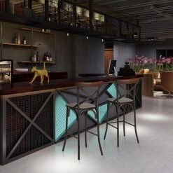 43.00 in. H Rustic Steel Brown Bar Stool with Solid Elm Wood Seat and Back Support, (Set of 2) by Glitzhome 18 43.00 in. H Rustic Steel Brown Bar Stool with Solid Elm Wood Seat and Back Support, (Set of 2) by Glitzhome -Deals Glitzhome Store brown glitzhome bar stools 2001100011 76 1000