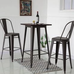 41.34 in. H Rustic Steel Bar Table w/Elm Wood Top by Glitzhome -Deals Glitzhome Store brown glitzhome bar tables gh1005004488 44 1000