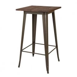 41.34 in. H Rustic Steel Bar Table w/Elm Wood Top by Glitzhome