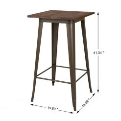 41.34 in. H Rustic Steel Bar Table w/Elm Wood Top by Glitzhome -Deals Glitzhome Store brown glitzhome bar tables gh1005004488 c3 1000