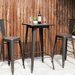 41.34 in. H Rustic Steel Bar Table w/Elm Wood Top by Glitzhome -Deals Glitzhome Store brown glitzhome bar tables gh1005004488 fa 1000