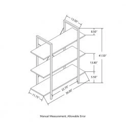 41.5 in. H Brown Modern Industry Metal/Wooden 3-Shelf Ladder Bookcases - Walnut Melamine by Glitzhome -Deals Glitzhome Store brown glitzhome bookcases bookshelves 2001100028 4f 1000