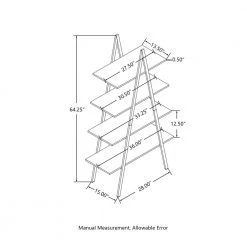64.5 in. H Modern Industry Rustic Brown Oak Melamine Metal/Wooden 4-shelves Leaning Bookcases and Ladder - Shelf by Glitzhome -Deals Glitzhome Store brown glitzhome bookcases bookshelves 2008600012 c3 1000