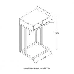 26 in.H Brown Modern Industry Metal/Wooden "C" Side & End Table With 2 USB Charging Ports - Walnut Melamine by Glitzhome -Deals Glitzhome Store brown glitzhome c tables 2001100022 4f 1000