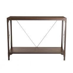43.25 in. L Rectangle Brown Modern Industry Metal/Wooden Console Table - Walnut Melamine by Glitzhome -Deals Glitzhome Store brown glitzhome console tables 2001100020 1f 1000