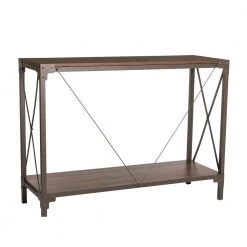 43.25 in. L Rectangle Brown Modern Industry Metal/Wooden Console Table - Walnut Melamine by Glitzhome -Deals Glitzhome Store brown glitzhome console tables 2001100020 fa 1000