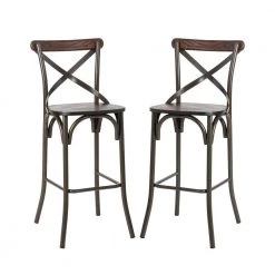 Rustic Steel Round Bar Table and Bar Stool Set by Glitzhome -Deals Glitzhome Store brown glitzhome dining room sets 2001100018 fa 1000