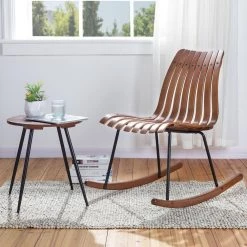 18.25 in.H Slatted Brown Round Bamboo Accent Table by Glitzhome -Deals Glitzhome Store brown glitzhome end side tables 2000900015 31 1000