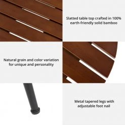 18.25 in.H Slatted Brown Round Bamboo Accent Table by Glitzhome -Deals Glitzhome Store brown glitzhome end side tables 2000900015 4f 1000