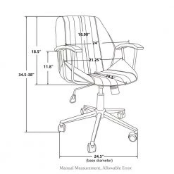 38.00"H Russet Brown Leatherette Ergonomic Adjustable Height Swivel Desk Chair/Task Chair by Glitzhome -Deals Glitzhome Store brown glitzhome task chairs 2001100005 c3 1000