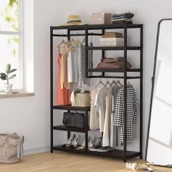 Billie Brown Armoire with Double Rod (70.9 x 47.3 x 15.7 in.) by TRIBESIGNS WAY TO ORIGIN 12 Billie Brown Armoire with Double Rod (70.9 x 47.3 x 15.7 in.) by TRIBESIGNS WAY TO ORIGIN -Deals Glitzhome Store brown tribesigns way to origin armoires wardrobes hd cj031 4f 1000