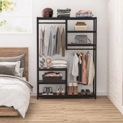 Billie Brown Armoire with Double Rod (70.9 x 47.3 x 15.7 in.) by TRIBESIGNS WAY TO ORIGIN 11 Billie Brown Armoire with Double Rod (70.9 x 47.3 x 15.7 in.) by TRIBESIGNS WAY TO ORIGIN -Deals Glitzhome Store brown tribesigns way to origin armoires wardrobes hd cj031 c3 1000