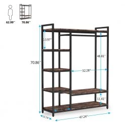 Billie Brown & Black Armoire w/ 6-Storage Shelves & Beach Industrial Entryway Hall Trees 70.9 in. x 47.3 in. x 15.7 in. by TRIBESIGNS WAY TO ORIGIN -Deals Glitzhome Store brown tribesigns way to origin armoires wardrobes hd f1215 wzz fa 1000