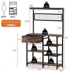 Bachel Rustic Brown Baker's Rack with Storage Shelves and Drawer by TRIBESIGNS WAY TO ORIGIN 13 Bachel Rustic Brown Baker's Rack with Storage Shelves and Drawer by TRIBESIGNS WAY TO ORIGIN -Deals Glitzhome Store brown tribesigns way to origin baker s racks hd sfjw0212 1f 1000