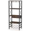 Halsey Brown 4-Tier Industrial Wine Rack Cabinet Storage Bar Bakers Floor Freestanding Glass Holder for Home Office by TRIBESIGNS WAY TO ORIGIN -Deals Glitzhome Store brown tribesigns way to origin bar cabinets hd jw0140 wzz 64 1000