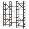 Obie 60.3 Black Metal Frame and Rustic Brown Particleboard 14-Shelf Open Back Standard Bookcase with Large Capacity by TRIBESIGNS WAY TO ORIGIN -Deals Glitzhome Store brown tribesigns way to origin bookcases bookshelves hd c0457 64 1000