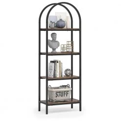 Jannelly 23.62 in. Brown Wood and Black Metal 4tier Radial Corner Shelves Bookcase Storage Rack Plant Stand by TRIBESIGNS WAY TO ORIGIN 22 Jannelly 23.62 in. Brown Wood and Black Metal 4tier Radial Corner Shelves Bookcase Storage Rack Plant Stand by TRIBESIGNS WAY TO ORIGIN -Deals Glitzhome Store brown tribesigns way to origin bookcases bookshelves hd j0031 wzz 66 1000