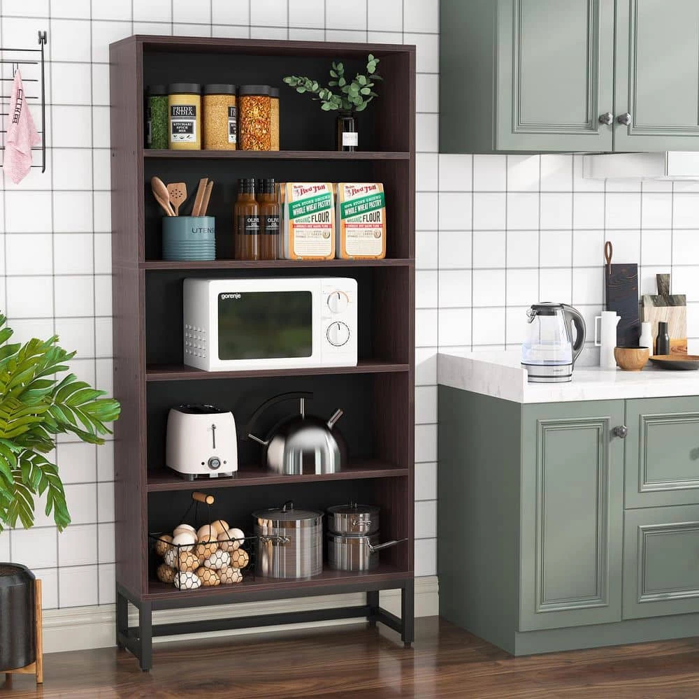 Frailey 31.5 in. Brown Free-Standing Large 6-Tier Open Display Shelves Bookshelf Storage Rack, Library Etagere Bookcase by TRIBESIGNS WAY TO ORIGIN 11 Frailey 31.5 in. Brown Free-Standing Large 6-Tier Open Display Shelves Bookshelf Storage Rack, Library Etagere Bookcase by TRIBESIGNS WAY TO ORIGIN - Image 9