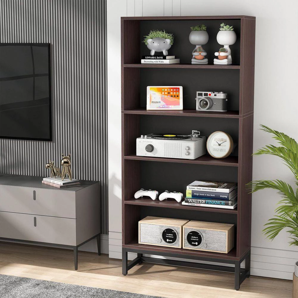 Frailey 31.5 in. Brown Free-Standing Large 6-Tier Open Display Shelves Bookshelf Storage Rack, Library Etagere Bookcase by TRIBESIGNS WAY TO ORIGIN 12 Frailey 31.5 in. Brown Free-Standing Large 6-Tier Open Display Shelves Bookshelf Storage Rack, Library Etagere Bookcase by TRIBESIGNS WAY TO ORIGIN - Image 10