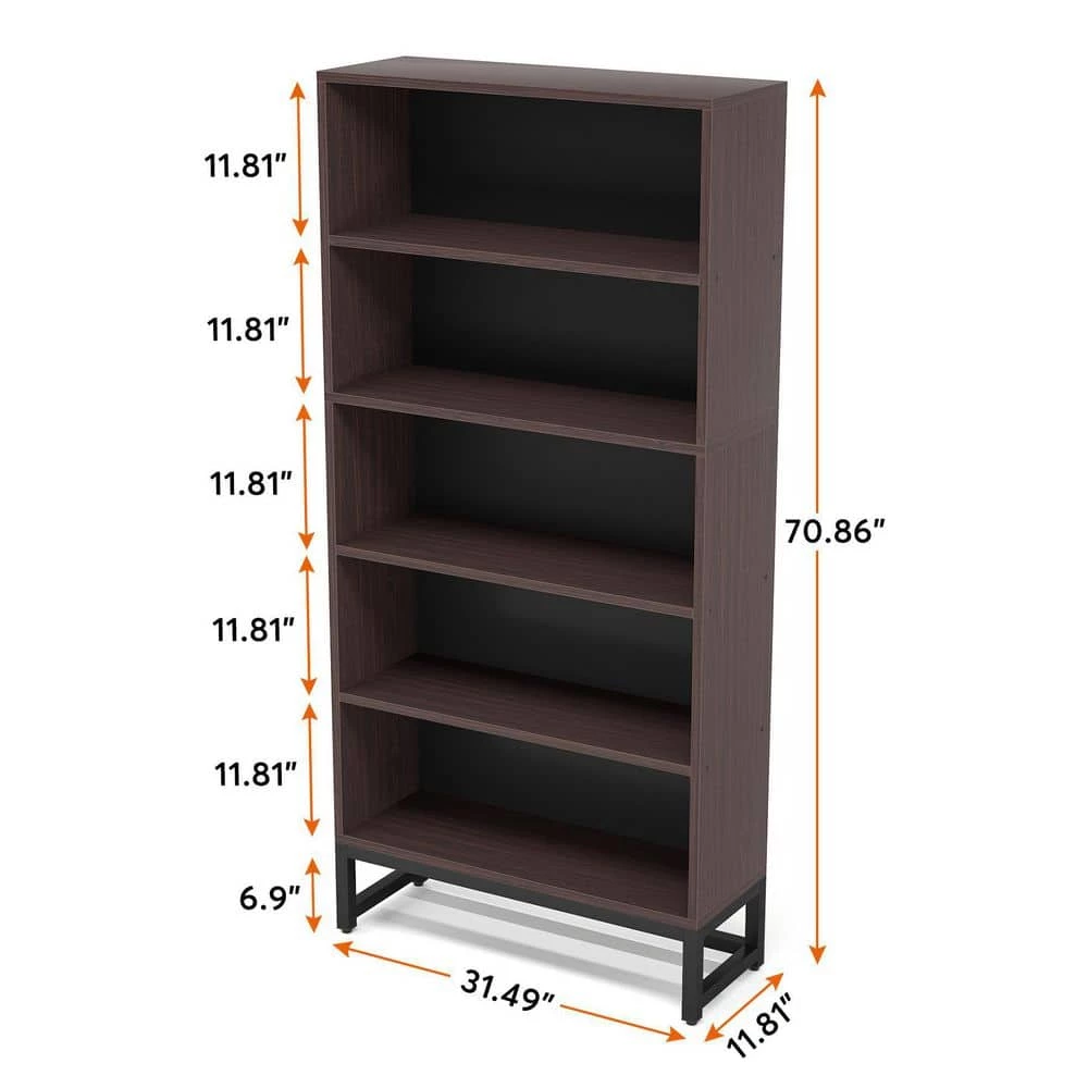Frailey 31.5 in. Brown Free-Standing Large 6-Tier Open Display Shelves Bookshelf Storage Rack, Library Etagere Bookcase by TRIBESIGNS WAY TO ORIGIN 14 Frailey 31.5 in. Brown Free-Standing Large 6-Tier Open Display Shelves Bookshelf Storage Rack, Library Etagere Bookcase by TRIBESIGNS WAY TO ORIGIN - Image 12