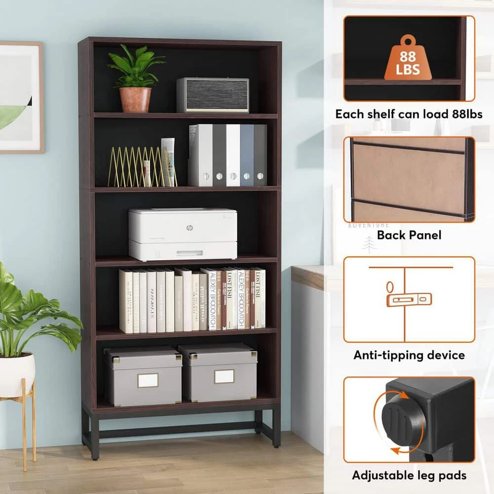 Frailey 31.5 in. Brown Free-Standing Large 6-Tier Open Display Shelves Bookshelf Storage Rack, Library Etagere Bookcase by TRIBESIGNS WAY TO ORIGIN 13 Frailey 31.5 in. Brown Free-Standing Large 6-Tier Open Display Shelves Bookshelf Storage Rack, Library Etagere Bookcase by TRIBESIGNS WAY TO ORIGIN - Image 11