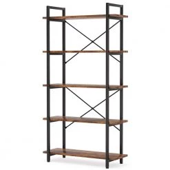 Clinz 63 in. Brown Wood 5-Tier Vintage Bookcase Extra Tall Bookshelf with Storage Shelves by TRIBESIGNS WAY TO ORIGIN