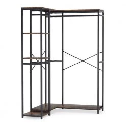 Billie 47.2 in. W Closet Corner System Freestanding L-Shape Closet Organizer Clothing Garment Rack with 4-Hanging Rods by TRIBESIGNS WAY TO ORIGIN -Deals Glitzhome Store brown tribesigns way to origin coat racks hd ggjw0226 77 1000