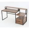 Matt 59 in. Rectangular Black Metal Brown Particle Board Wood 1 File Drawer Computer Desk with Monitor Stand and Shelf by TRIBESIGNS WAY TO ORIGIN -Deals Glitzhome Store brown tribesigns way to origin computer desks hd c0157 64 1000