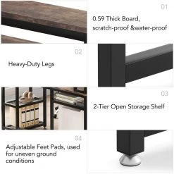 Malone 59 in. L-Shape Black Metal Brown Particle Board Wood Top Computer Desk with Monitor Stand Rotating Shelves by TRIBESIGNS WAY TO ORIGIN -Deals Glitzhome Store brown tribesigns way to origin computer desks hd c0281 1f 1000