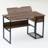 Lenka 47 in. Rectangular Black Metal Brown Particle Board Wood 1 Drawer Computer Desk with Tiltable top and Bookshelf by TRIBESIGNS WAY TO ORIGIN 2 Lenka 47 in. Rectangular Black Metal Brown Particle Board Wood 1 Drawer Computer Desk with Tiltable top and Bookshelf by TRIBESIGNS WAY TO ORIGIN -Deals Glitzhome Store brown tribesigns way to origin computer desks hd c0296 64 1000