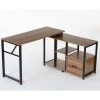 Tory 47 in. L-Shape Black Metal Brown Particle Board Wood Top 1 Drawer Computer Desk with Rotating Shelves and Storage by TRIBESIGNS WAY TO ORIGIN -Deals Glitzhome Store brown tribesigns way to origin computer desks hd c0330 64 1000