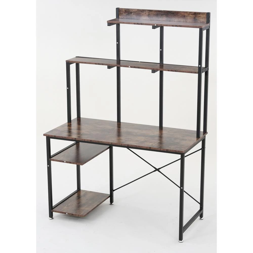 Gavin 47 in. Rectangular Black Metal and Walnut Particle Wood Board Computer Desk with Storage Shelves Hutch CPU Stand by TRIBESIGNS WAY TO ORIGIN 3 Gavin 47 in. Rectangular Black Metal and Walnut Particle Wood Board Computer Desk with Storage Shelves Hutch CPU Stand by TRIBESIGNS WAY TO ORIGIN