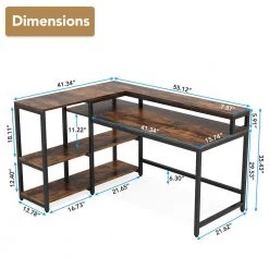 Halseey 55 in. W L-Shaped Brown Corner Computer Desk Writing Studying Reading Desk 2-Tier Storage Shelves Monitor Stand by TRIBESIGNS WAY TO ORIGIN -Deals Glitzhome Store brown tribesigns way to origin computer desks hd jw0052 wzz 76 1000