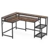 Perry 69 in. Brown Reversible Large Corner L Shaped Computer Writing Desk Monitor Stand Storage Shelf Home Office by TRIBESIGNS WAY TO ORIGIN -Deals Glitzhome Store brown tribesigns way to origin computer desks hd jw0287 wzz 64 1000