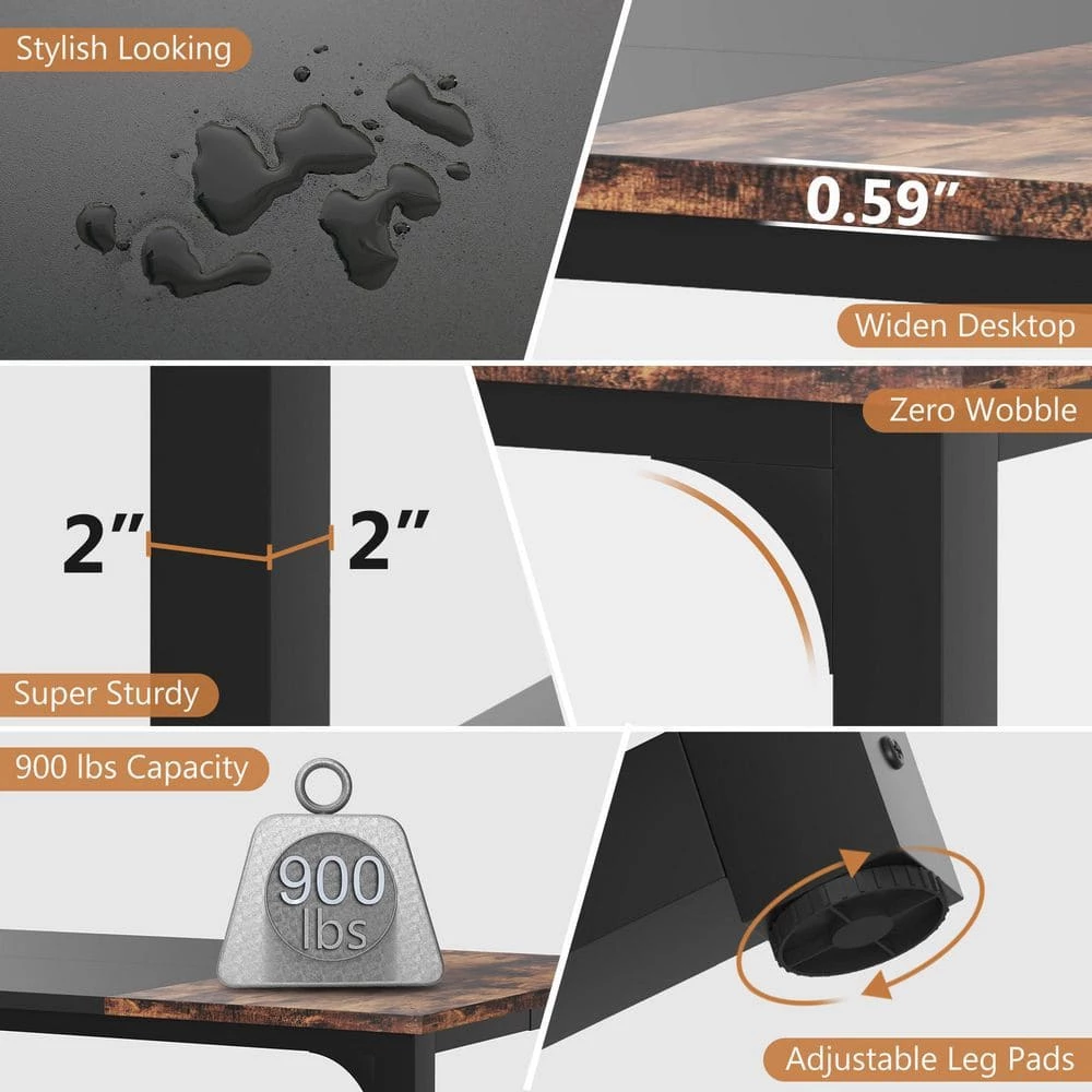 Halseey 70.8 in. W Brown Computer Desk Particle Board Wood Home Office Workstation Boardroom Desk by TRIBESIGNS WAY TO ORIGIN 6 Halseey 70.8 in. W Brown Computer Desk Particle Board Wood Home Office Workstation Boardroom Desk by TRIBESIGNS WAY TO ORIGIN - Image 5